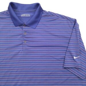 Nike Golf Fit Dry Short Sleeve Polo Shirt‎ Purple Striped Mens XXL 2XL